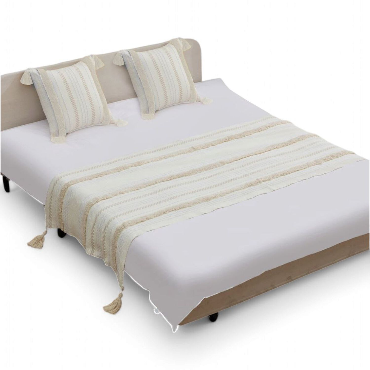 Piecera Boho 2 Plazas O King Pie De Cama Medida 210cm X 70cm + 2 Fundas 45cm X 45cm - Pb2-3 image number 0.0
