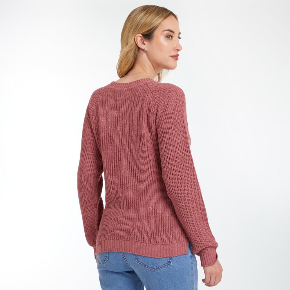 Sweater Liso Trenzado Regular Cuello Redondo Mujer Geeps image number 3.0