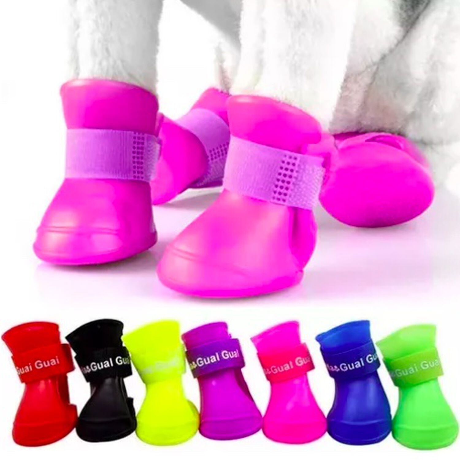 Botas Zapatos Antideslizante Impermeable Mascota Perro Xl Fuccia image number 1.0