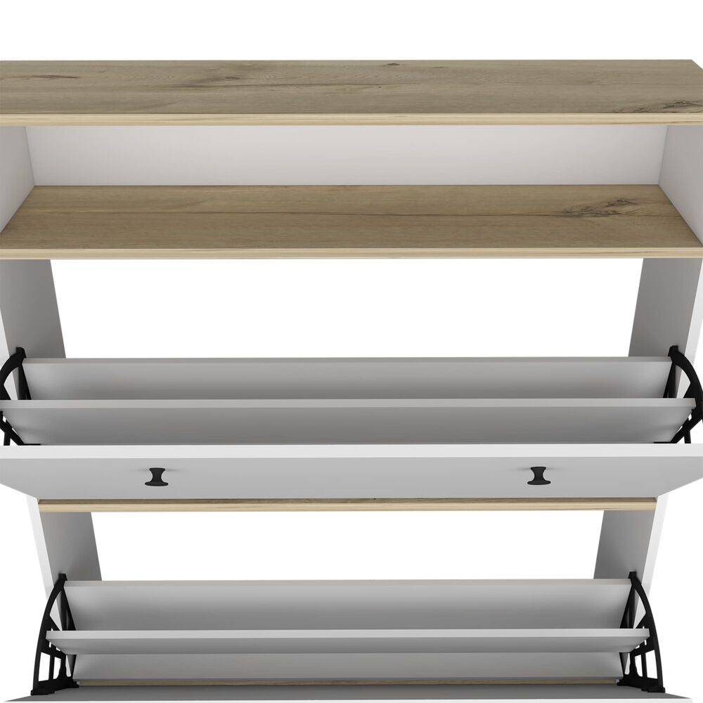 Comoda Zapatero 2 Puertas Fm-017b - Blanco Y Cafe Claro image number 5.0