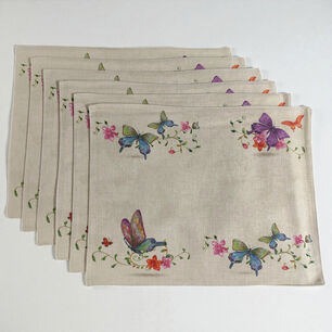 Set 6 Individuales De Lino 35x45 Repelente A Liquido-antimancha Md18