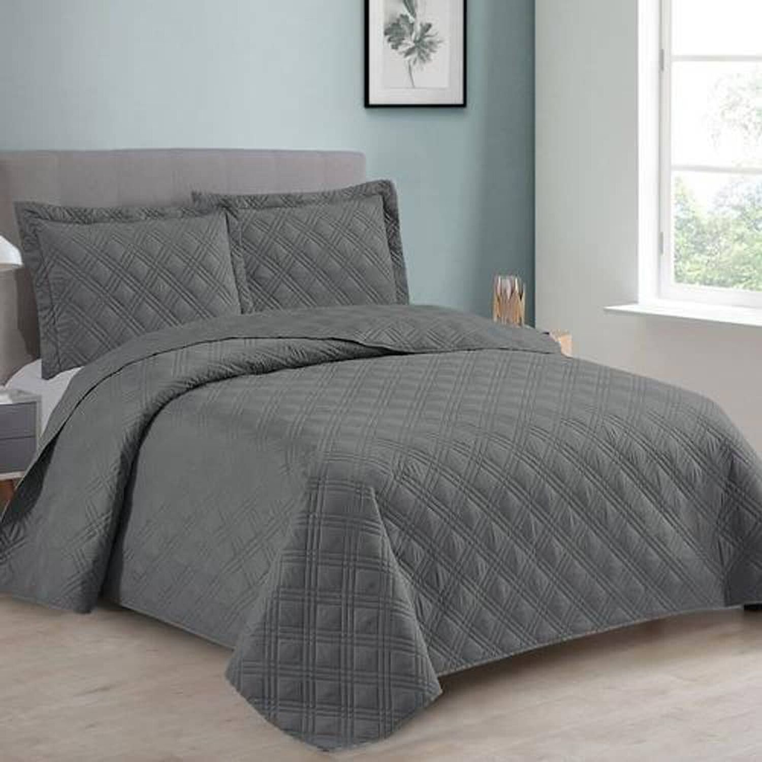 Quilt Andes Liso Gris King image number 0.0