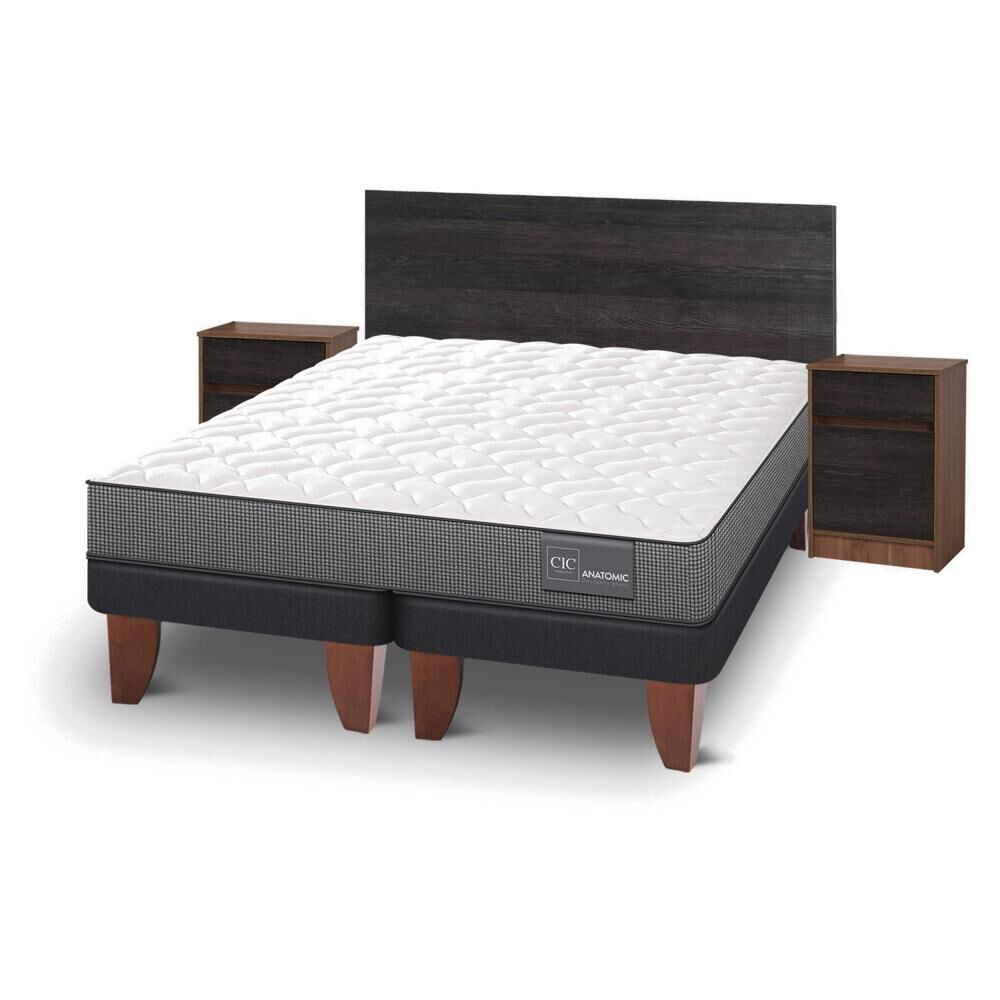 Cama Europea Cic Anatomic / 2 Plazas / Base Dividida + Set De Maderas image number 2.0