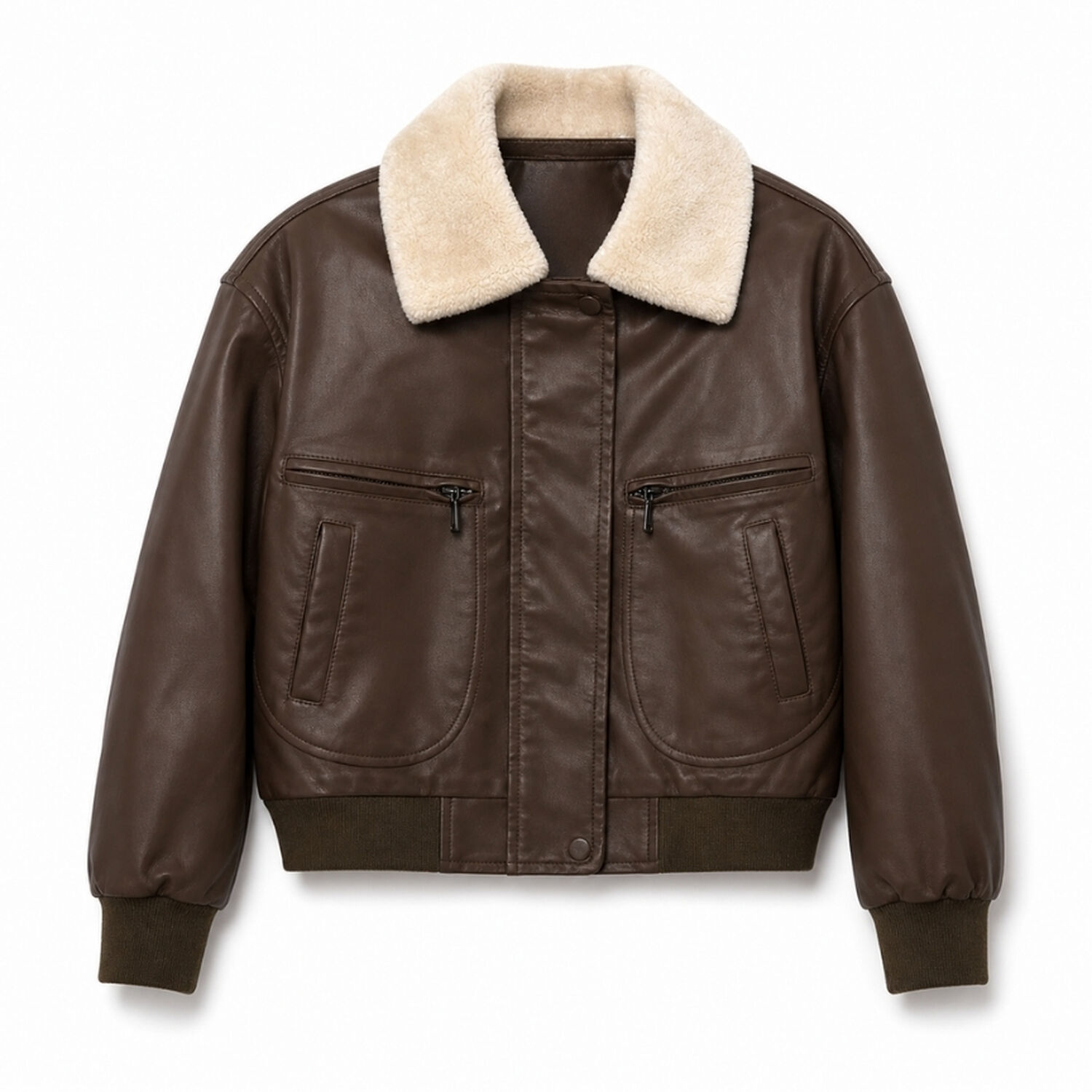 Chaqueta Oversize Cafe Ecocuero Y Chiporro Calidad Premium image number 3.0