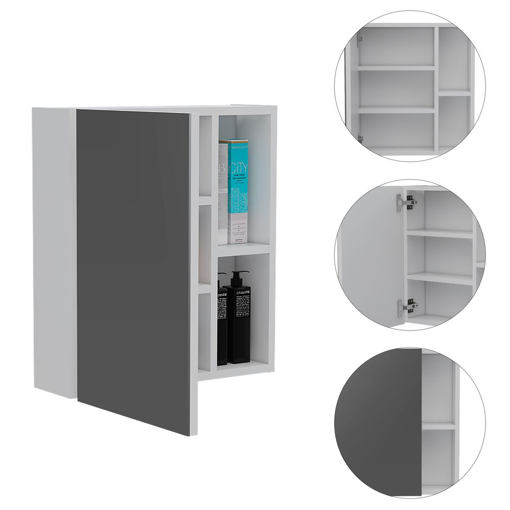 Mueble Botiquin De Baño Con Espejo 49,7x45x12,5 Cm Blanco image number 4.0