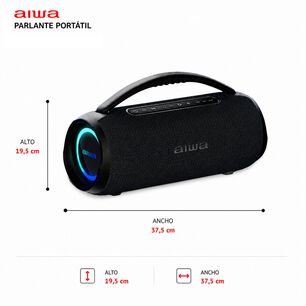 Parlante Port&aacute;til Inal&aacute;mbrico Bluetooth Aiwa 30w Tws Radio Fm Aw-q680 Negro