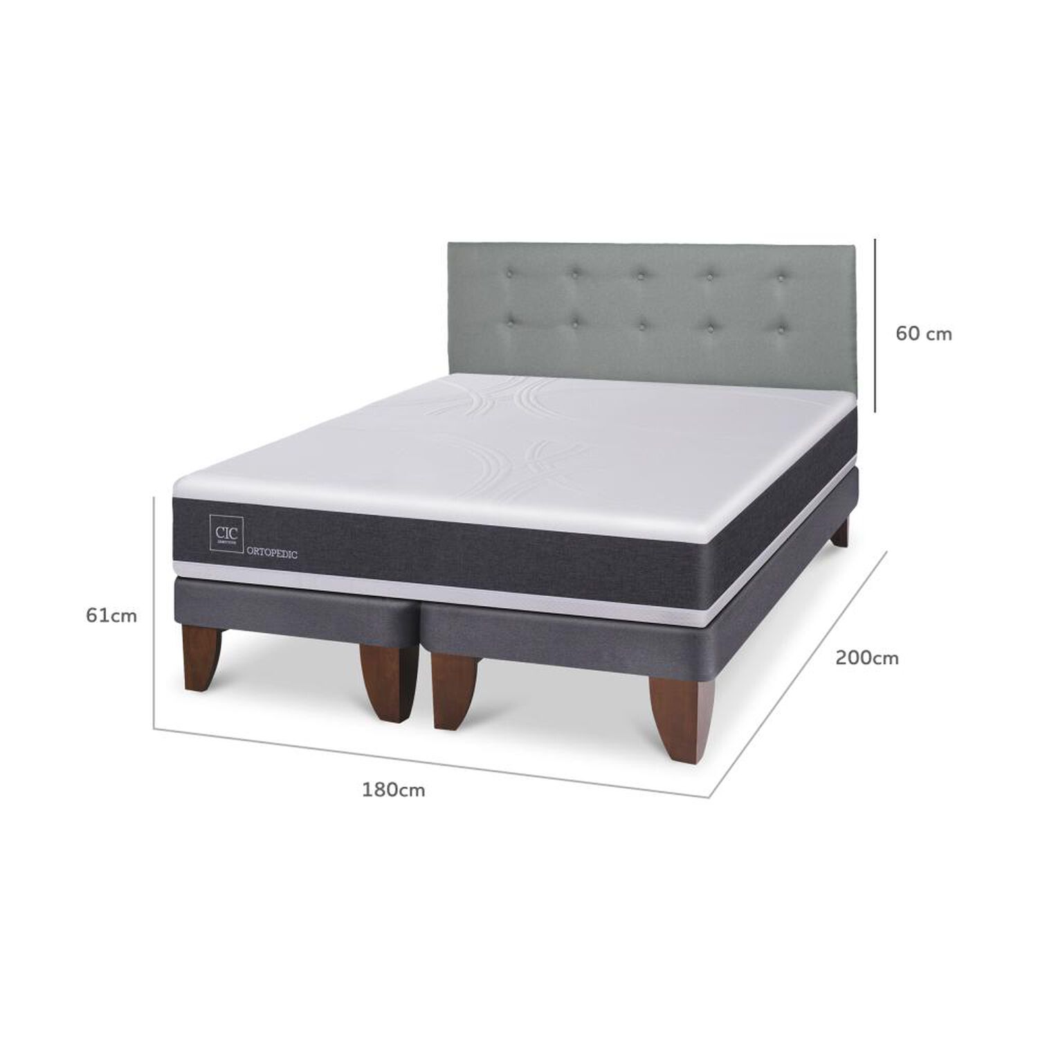 Cama Europea Cic Ortopedic / King / Base Dividida + Respaldo image number 3.0