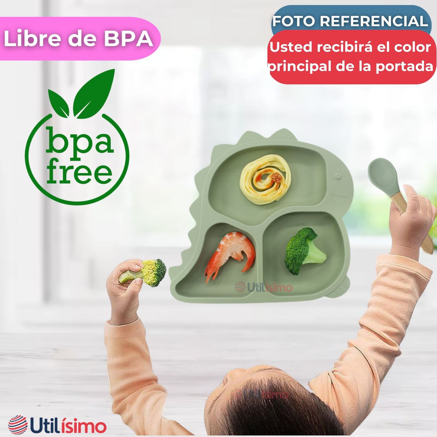 Set De Alimentaci&oacute;n Beb&eacute; Silicona De Formas 6 Piezas Libre Bpa Rosa Claro image number 2.0