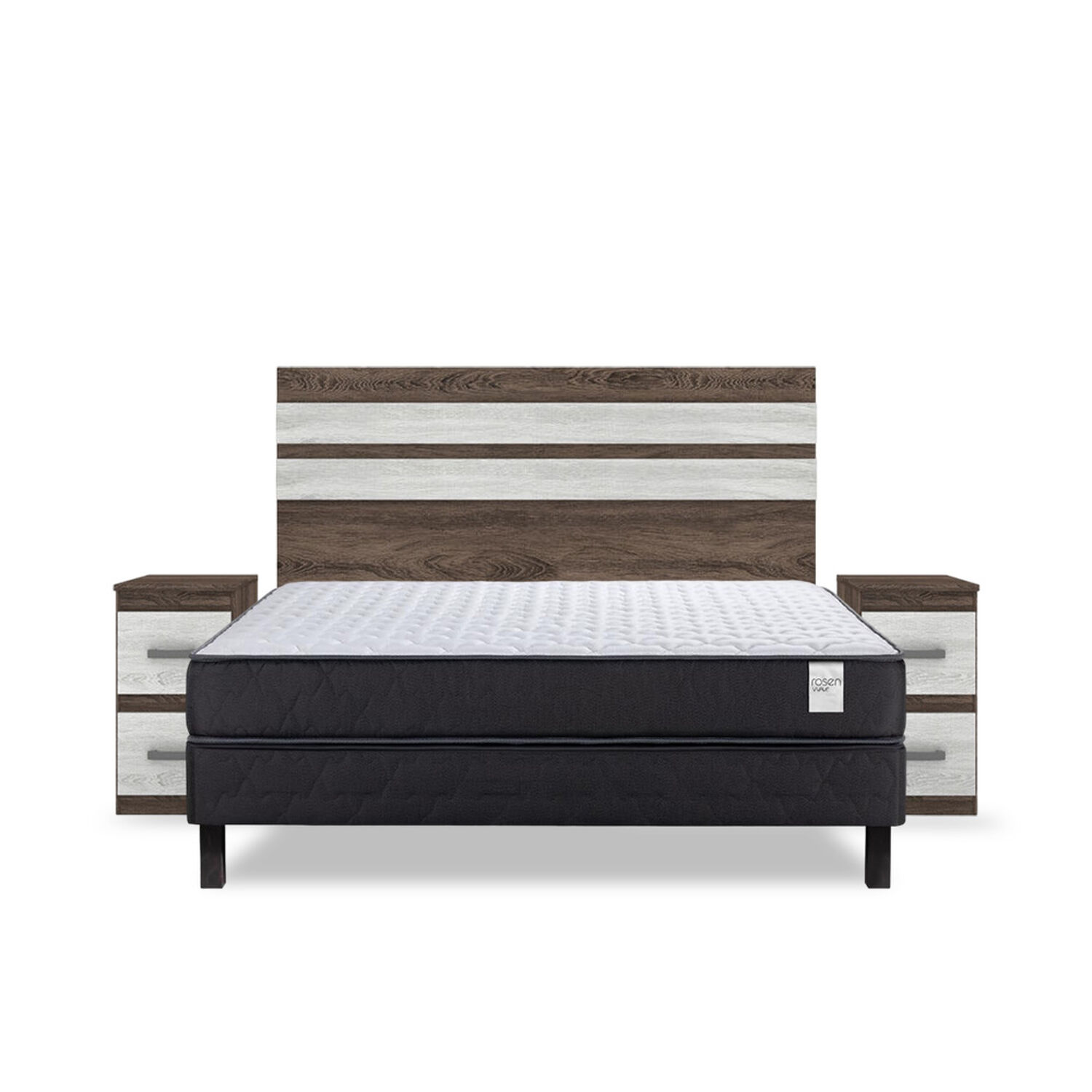 Cama Europea Rosen Wave / 2 Plazas / Base Normal + Set de Maderas Madrid image number 0.0