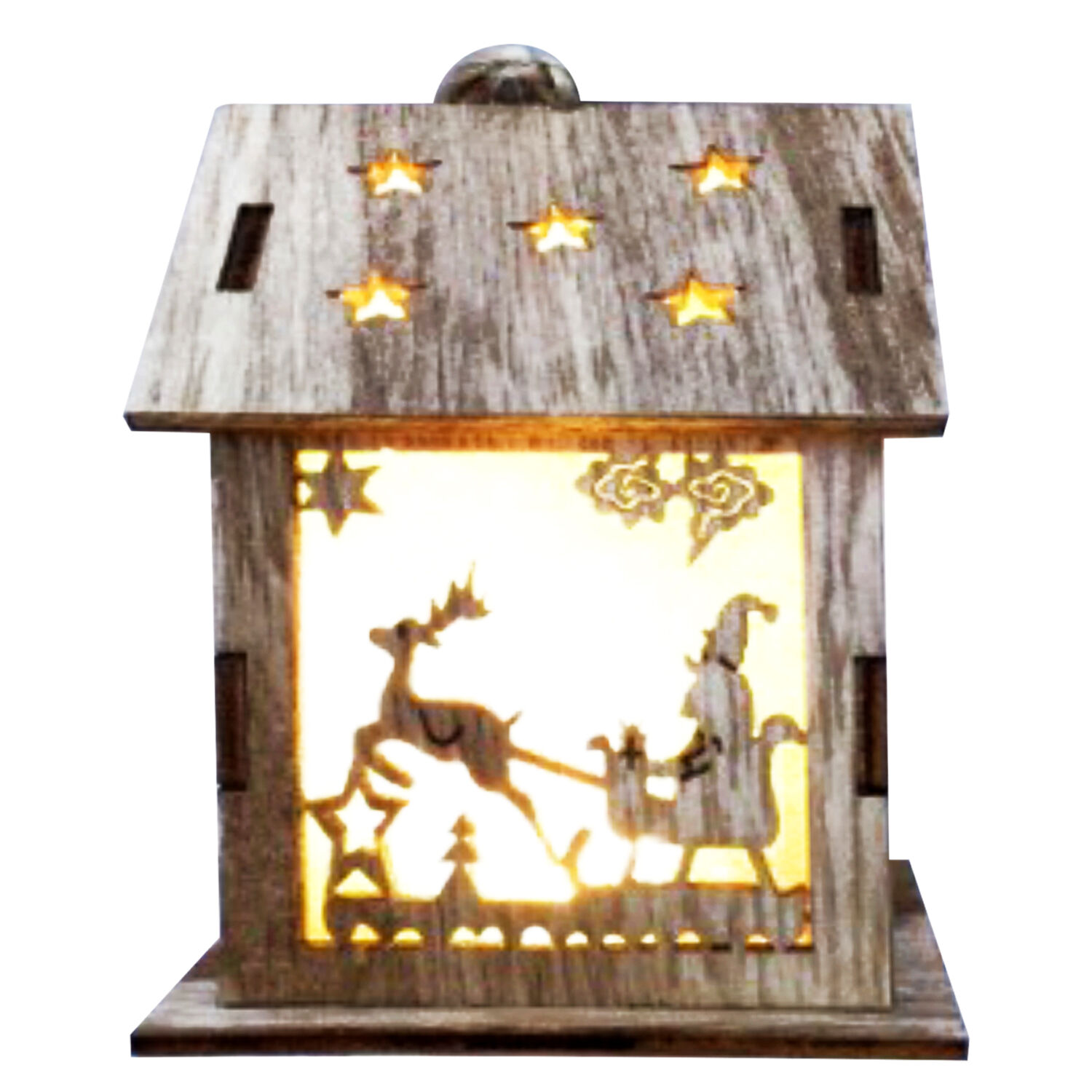 Adorno Casa Madera Con Reno Y Luz Big Party image number 0.0