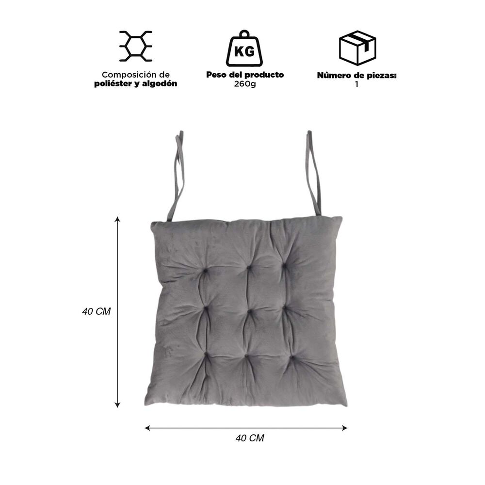 Coj&iacute;n Para Silla Gris Claro 40x40 Cm image number 3.0