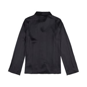 Blusa Abotonada Tipo Camisera Diseño Arrugado Manga Larga Mujer Kimera