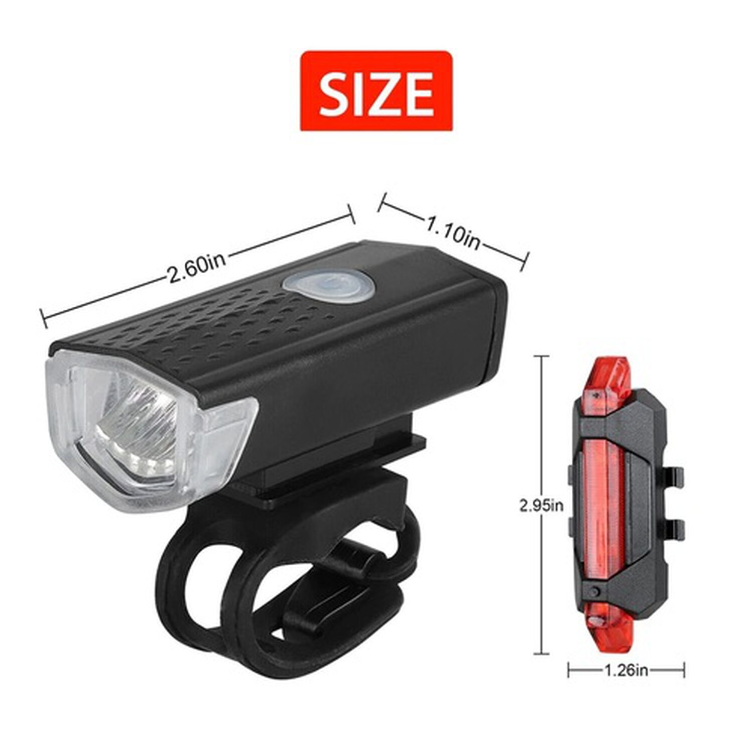 Luz Linterna Led Bicicleta Luz Delantera Y Trasera Roja Recargables Usb Para Bici image number 2.0