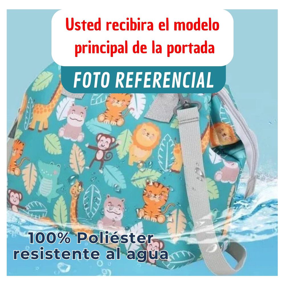Bolso Maternal Panales Oxford 31cm Panalera Portatil Multifuncional Estampada Light Gray Bear image number 5.0