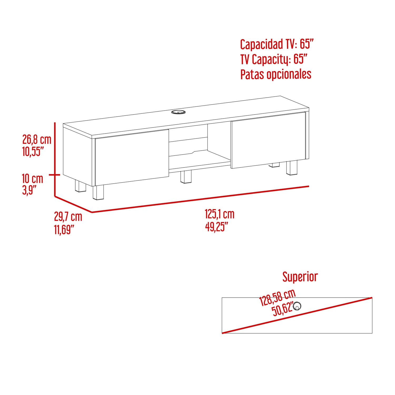 Mueble Para Tv 65" Fm 26,8x125,1x29,7 Cm Caf&eacute; Claro image number 7.0