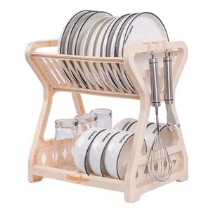 Escurridor De Platos 2 Niveles Beige Plástico Organizador