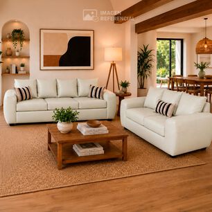 Juego De Living Elegant Detail Houston Pu / 5 Cuerpos