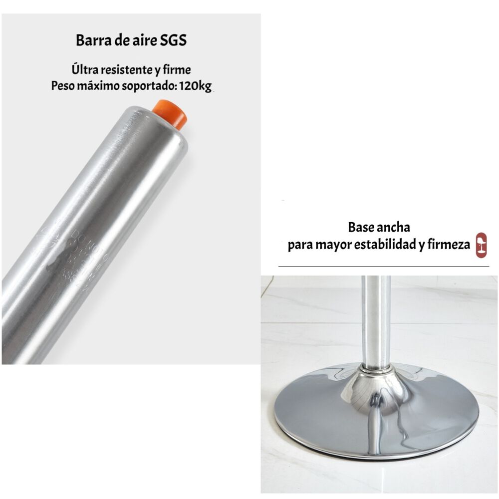Pack 2 Sillas Piso Bar Blancas Altura Regulable Con Respaldo image number 5.0