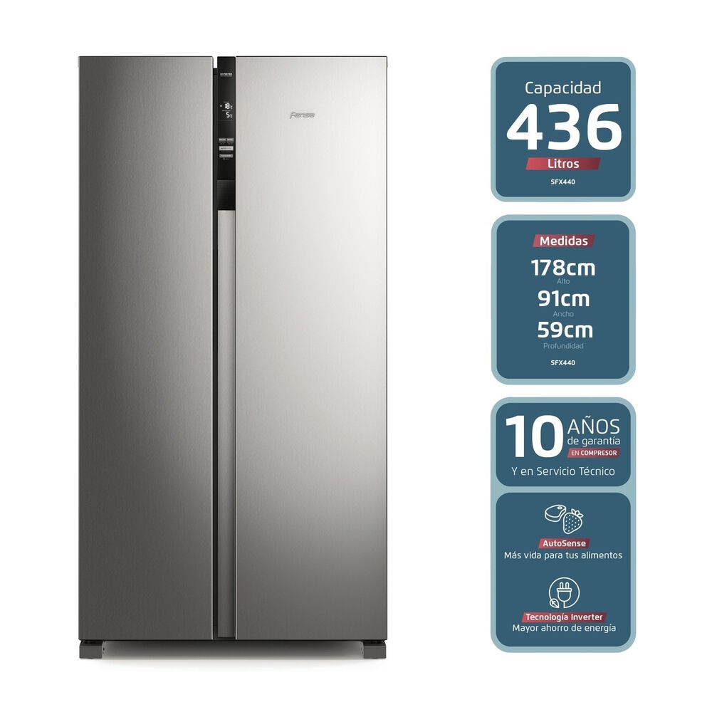 Refrigerador Fensa 436l No Frost Side By Side Sfx440 Inox image number 1.0