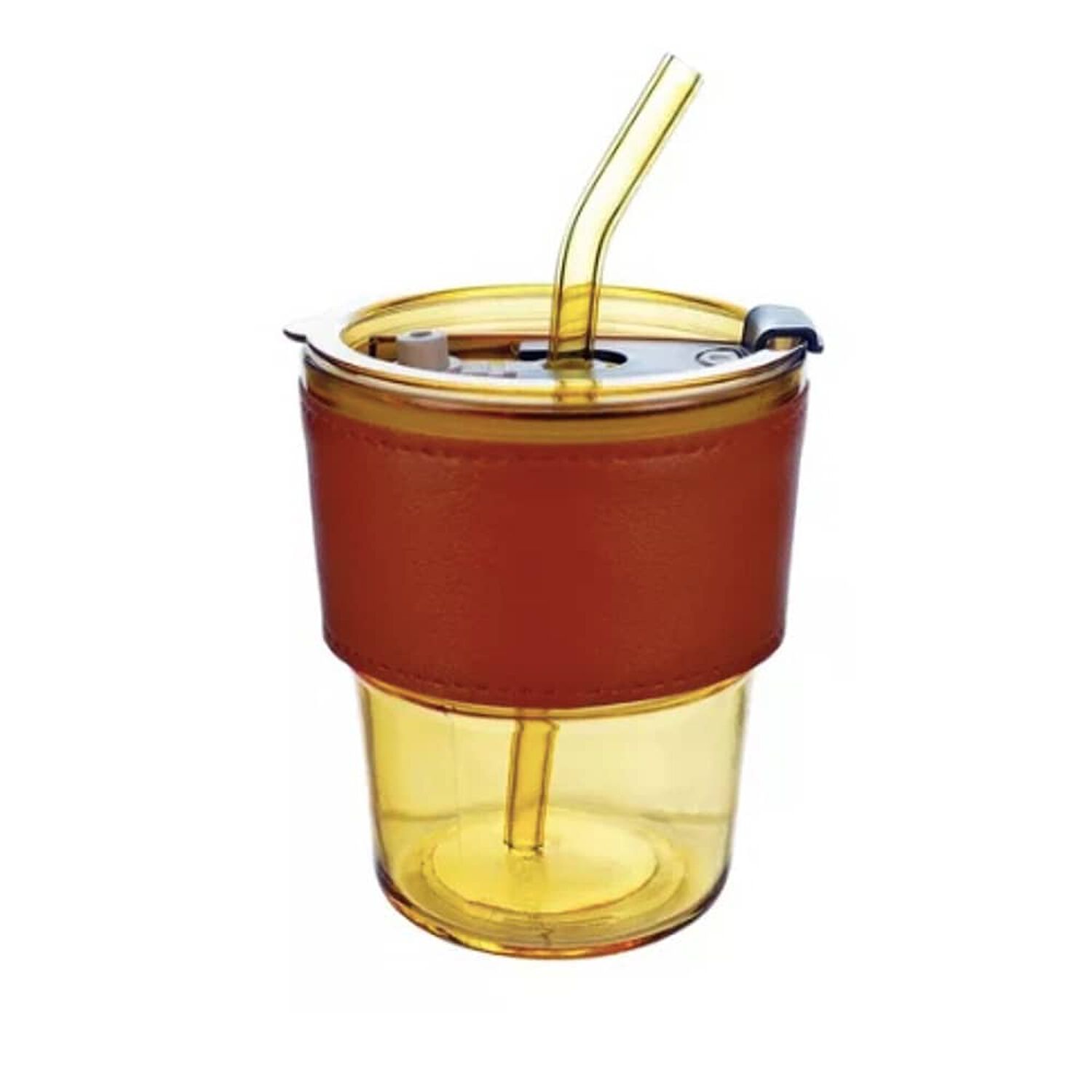 Vaso Taza De Vidrio Con Tapa Herm&eacute;tica Y Bombilla 400 Ml image number 0.0