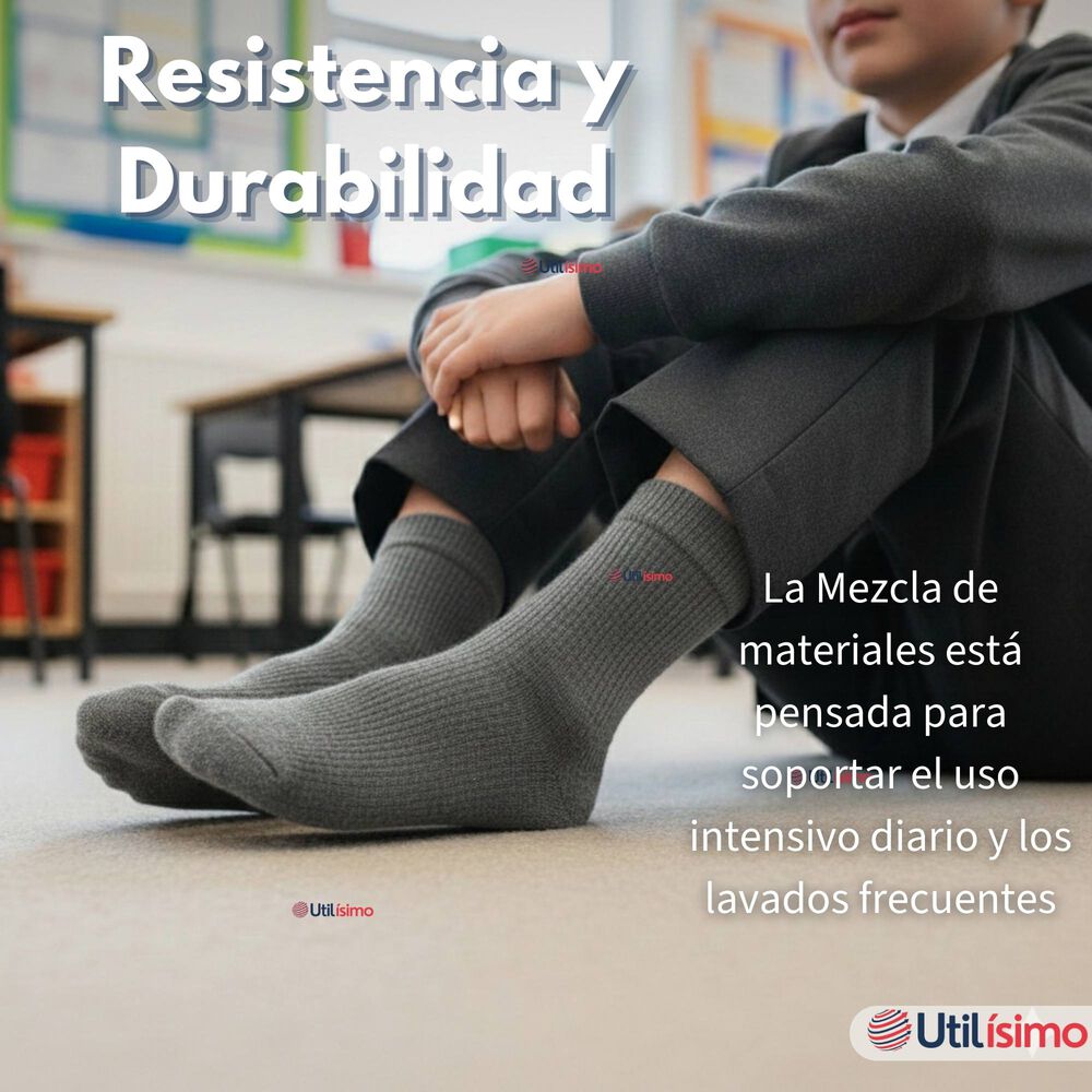 Pack 6 Calcet&iacute;nes Escolares Corto Algod&oacute;n Gris Ni&ntilde;o Juvenil image number 5.0