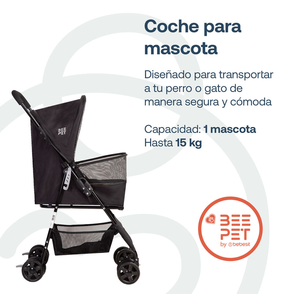 Coche Mascota Plegable Light Perro Gato Negro Beepet Bebesit image number 1.0