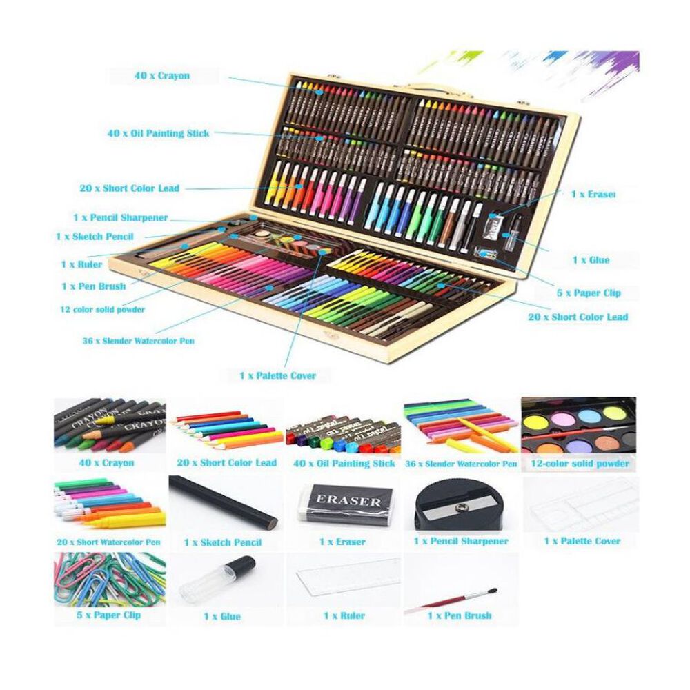 Set Arte Y Dibujo 180 Piezas Maletín De Pintura Lápices image number 2.0
