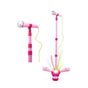 Juguete Microfono Karaoke Pedestal Luces Mp3 Rosado Infantil