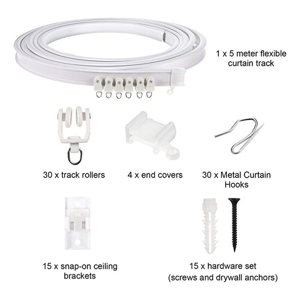 Riel Cortina Techo 1x5m 30 Poleas 15 Soportes Montaje image number 1.0