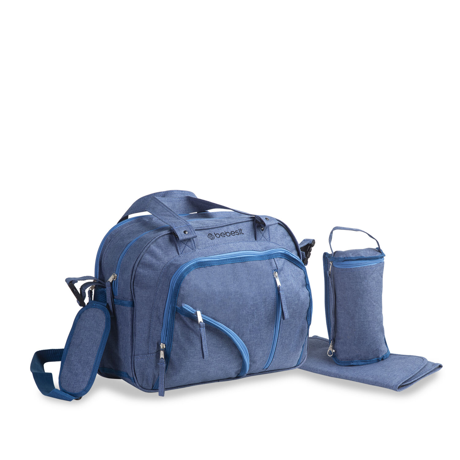 Bolso Maternal Mudador Pa&ntilde;alera Bebesit Melange - Azul image number 4.0
