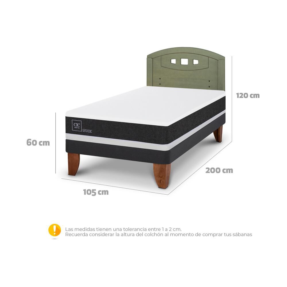 Cama Europea Cic Ortopedic / 1.5 Plazas / Base Normal + Respaldo image number 6.0