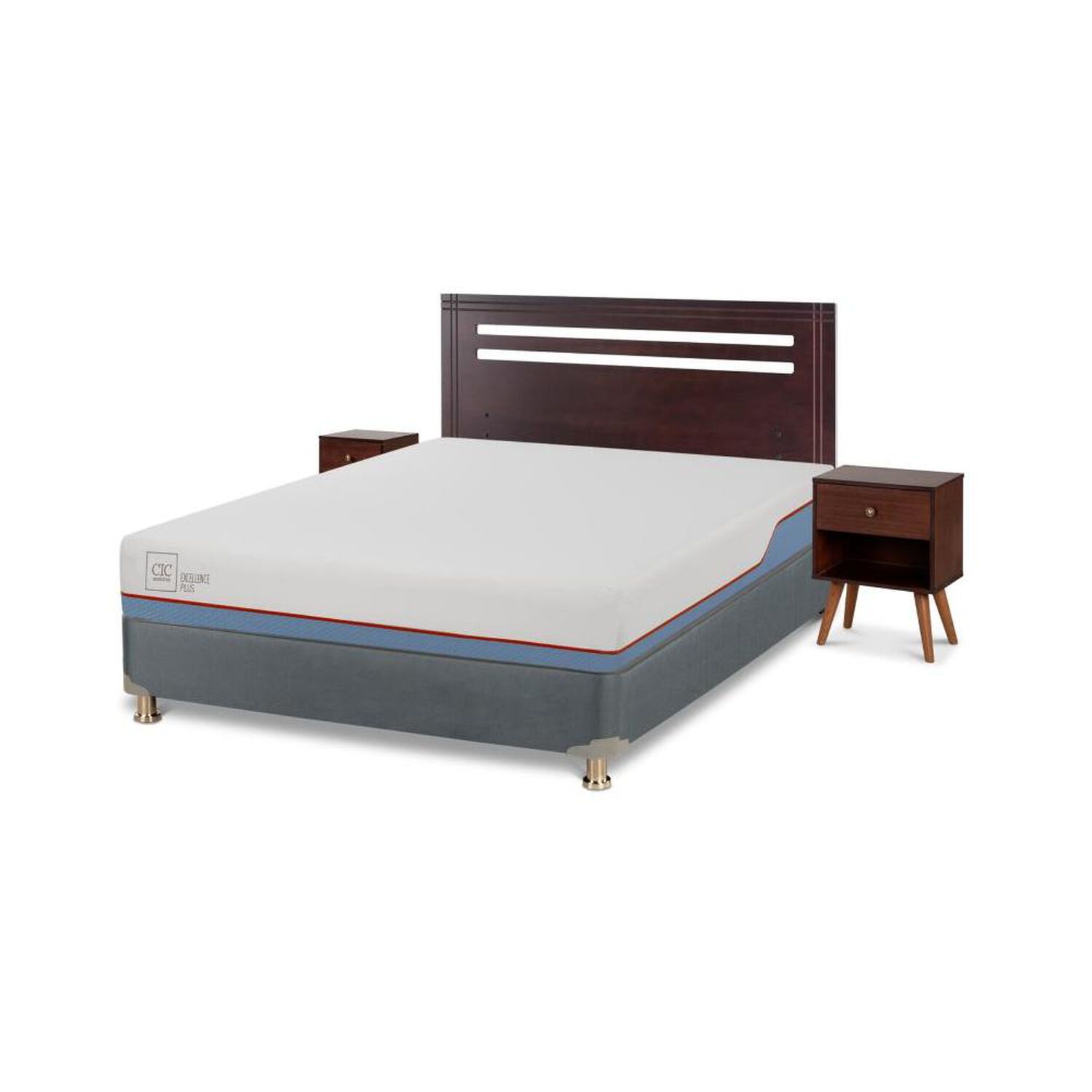 Cama Americana Cic Excellence Plus / 2 Plazas / Base Normal + Set De Maderas image number 1.0
