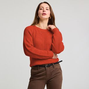 Sweater B&aacute;sico Trenzado Manga Larga Cuello Redondo Mujer Geeps