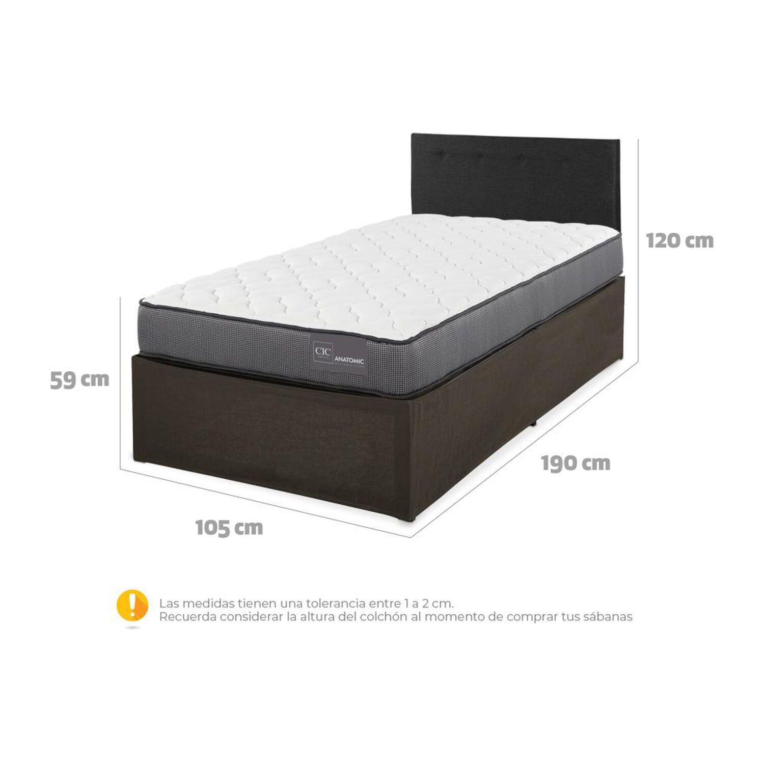 Cama Met&aacute;lica Cic Iron Smart Anatomic / 1.5 Plazas / Base Normal image number 5.0