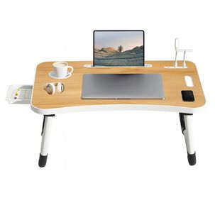 Escritorio Port&aacute;til Madera Usb Y Posavaso Plegable