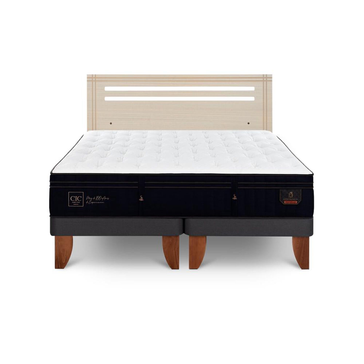 Cama Europea Cic Linea Premium / 2 Plazas / Base Dividida + Respaldo image number 0.0