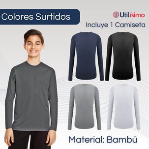 Camiseta Bamb&uacute; Primera Capa Ni&ntilde;o Manga Larga Cuello Redondo