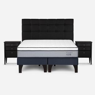 Cama Europea Rosen Indie / King / Base Dividida + Set De Maderas Issey Grafito