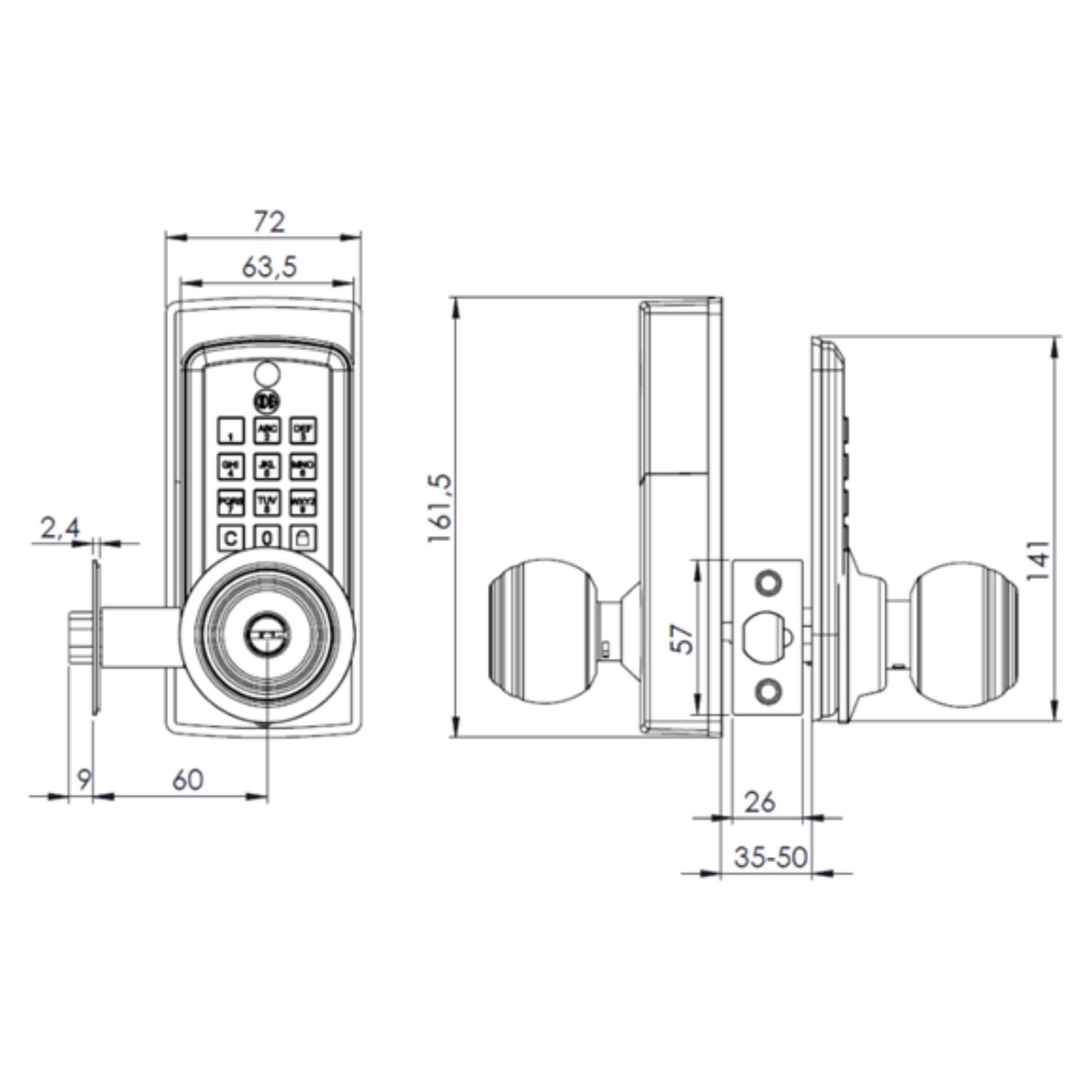 Cerradura Digital Odis Con Pomo 6500 - Plata image number 4.0