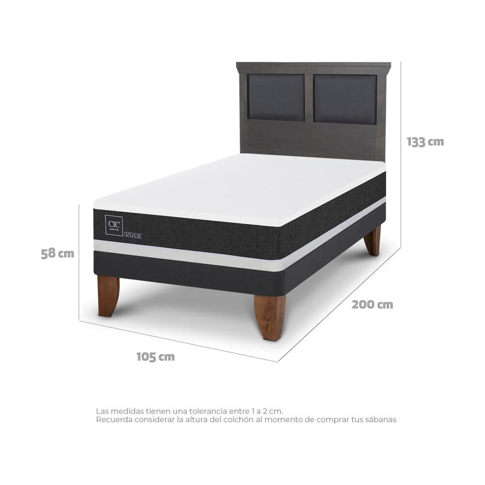 Cama Europea Cic Ortopedic / 1.5 Plazas / Base Normal + Respaldo image number 3.0