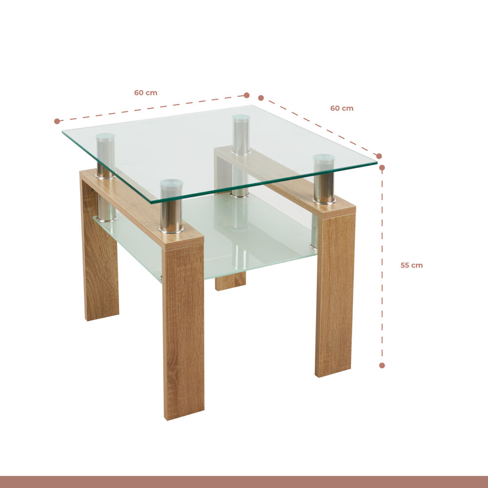 Mesa Lateral Moderna Madera Y Vidrio image number 3.0