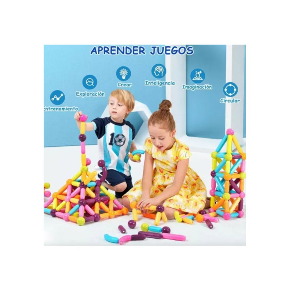 Juego Didactico Bloques Magneticos Construccion 180pcs Niños image number 6.0