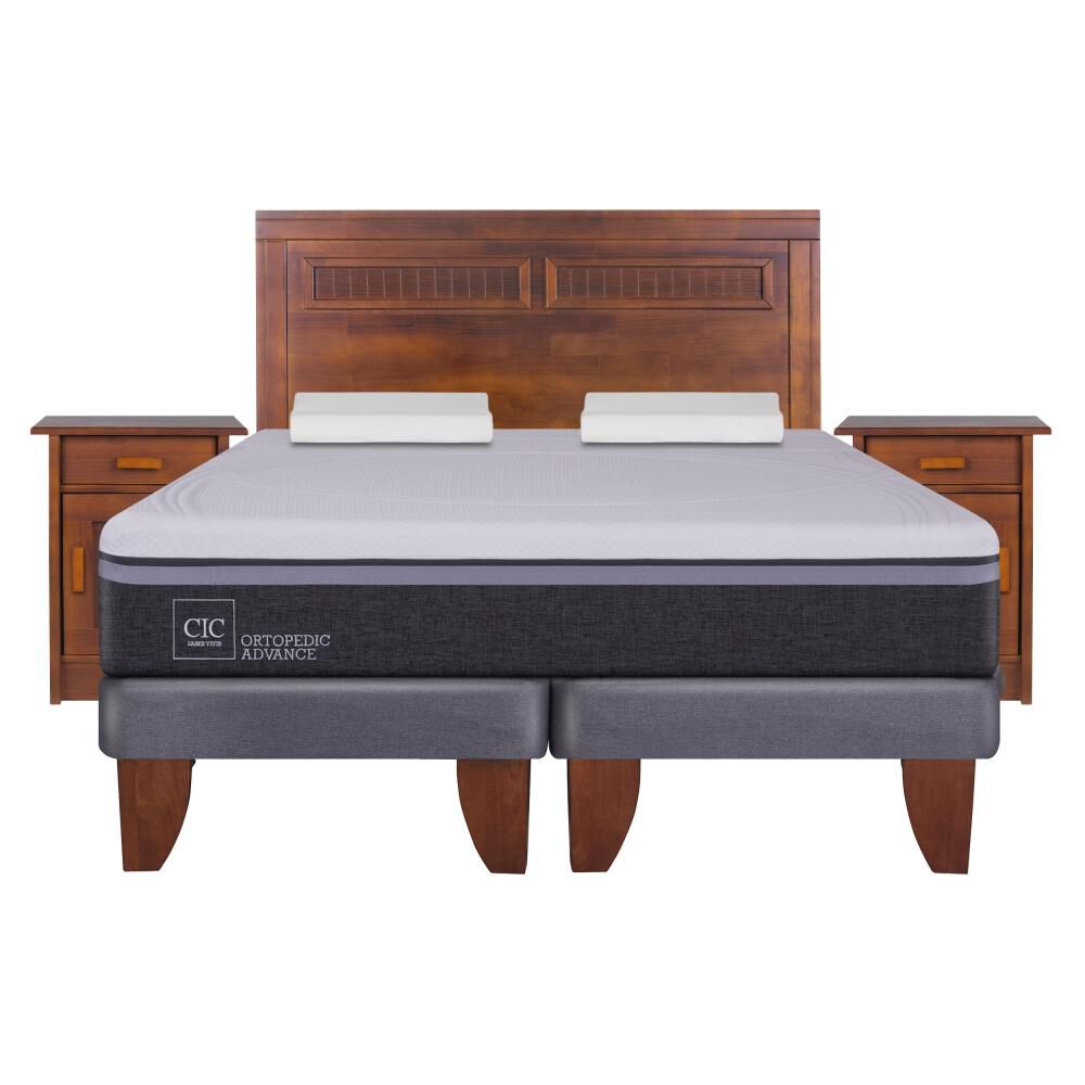 Cama Europea Cic Ortopedic Advance / King / Base Dividida + Set De Maderas + Almohadas image number 0.0