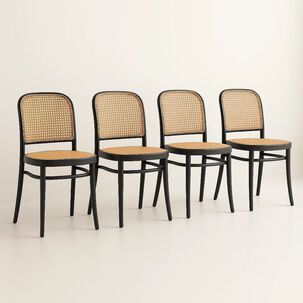 Pack De 4 Sillas Lombard&iacute;a De Polipropileno - Negra