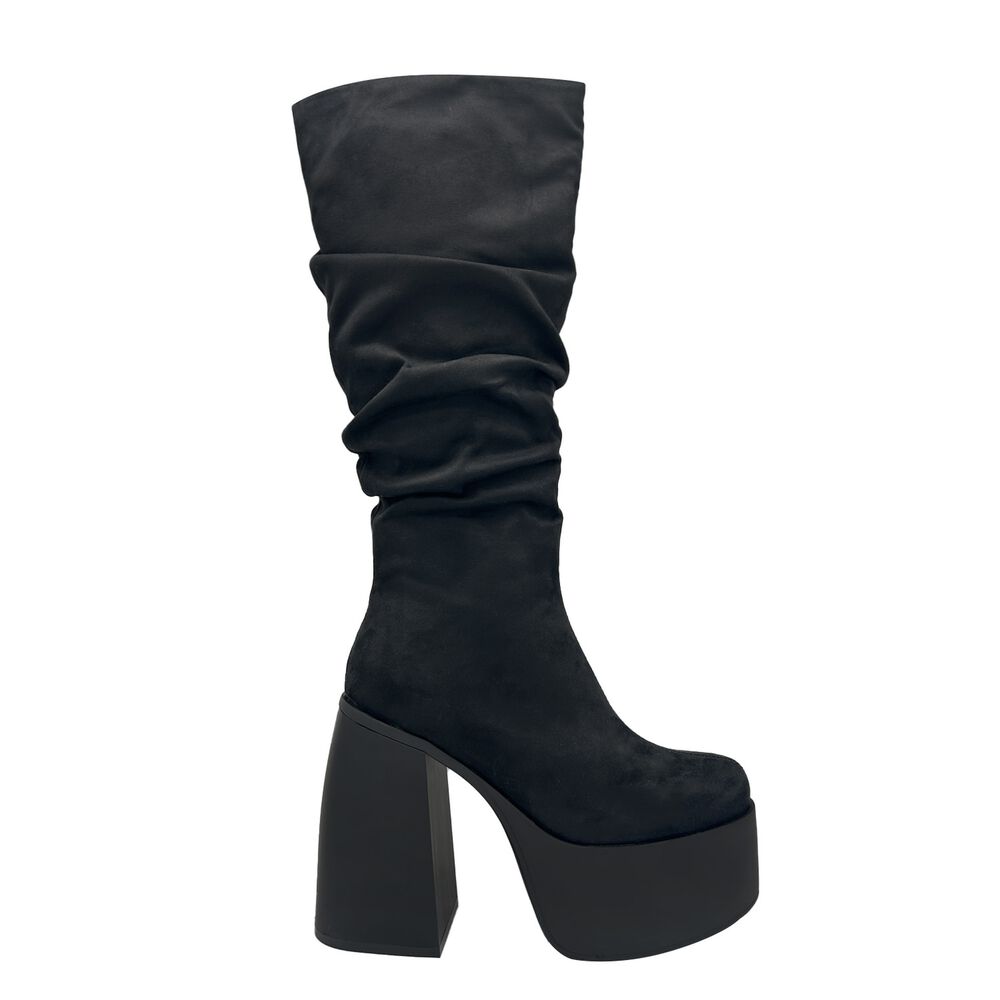 Bota Para Mujer Estilo Corrugado Y Platadorma Alta Negro image number 4.0