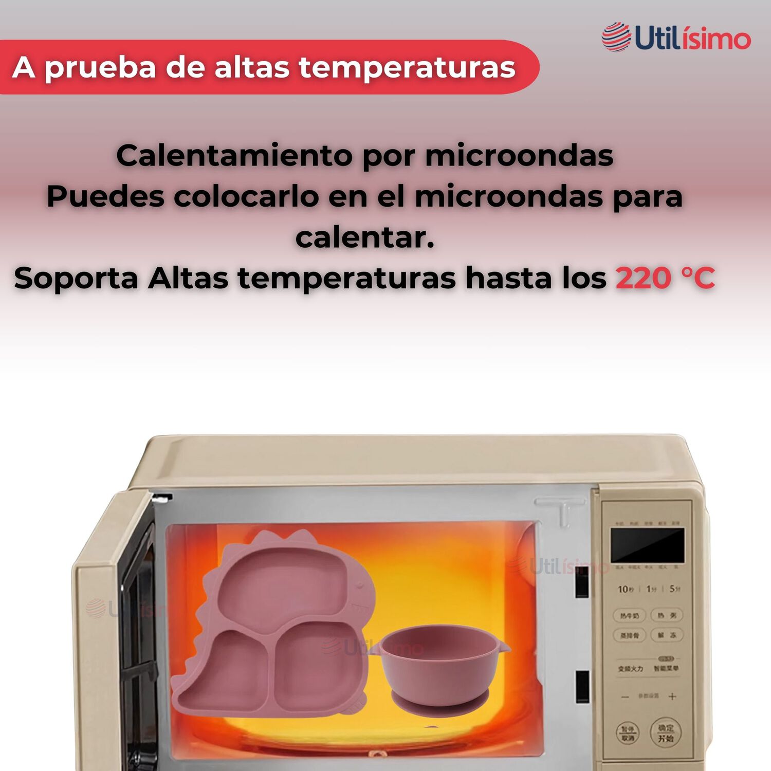 Set Alimentaci&oacute;n Silicona Beb&eacute; 5 Piezas Dinosaurio Libre Bpa Color Rosa Oscuro image number 7.0