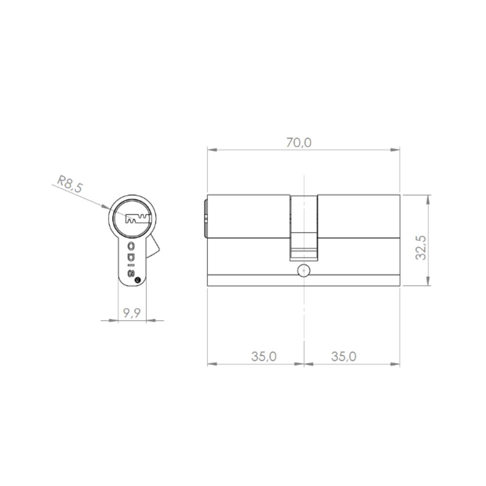 Cilindro Odis Llave-llave Multipunto 70mm image number 4.0