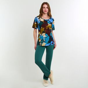 Polera Full Print Manga Corta Cuello Redondo Mujer Lesage