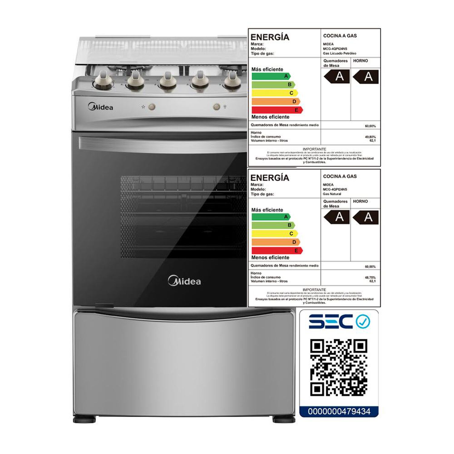 Cocina A Gas Midea MCG-4QPI24NS / 4 Quemadores image number 6.0
