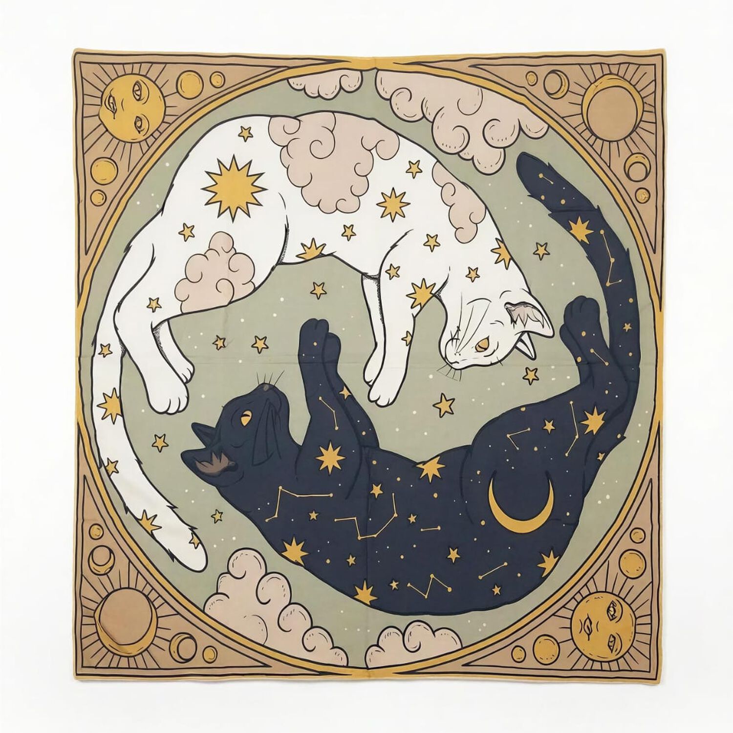 Mantel Para Tarot Y Or&aacute;culos Gatos Yin Yang 49 X 49 Cm image number 3.0